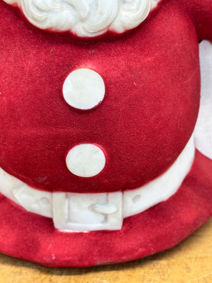 Red Flocked Santa Blow Mold Vintage #1673