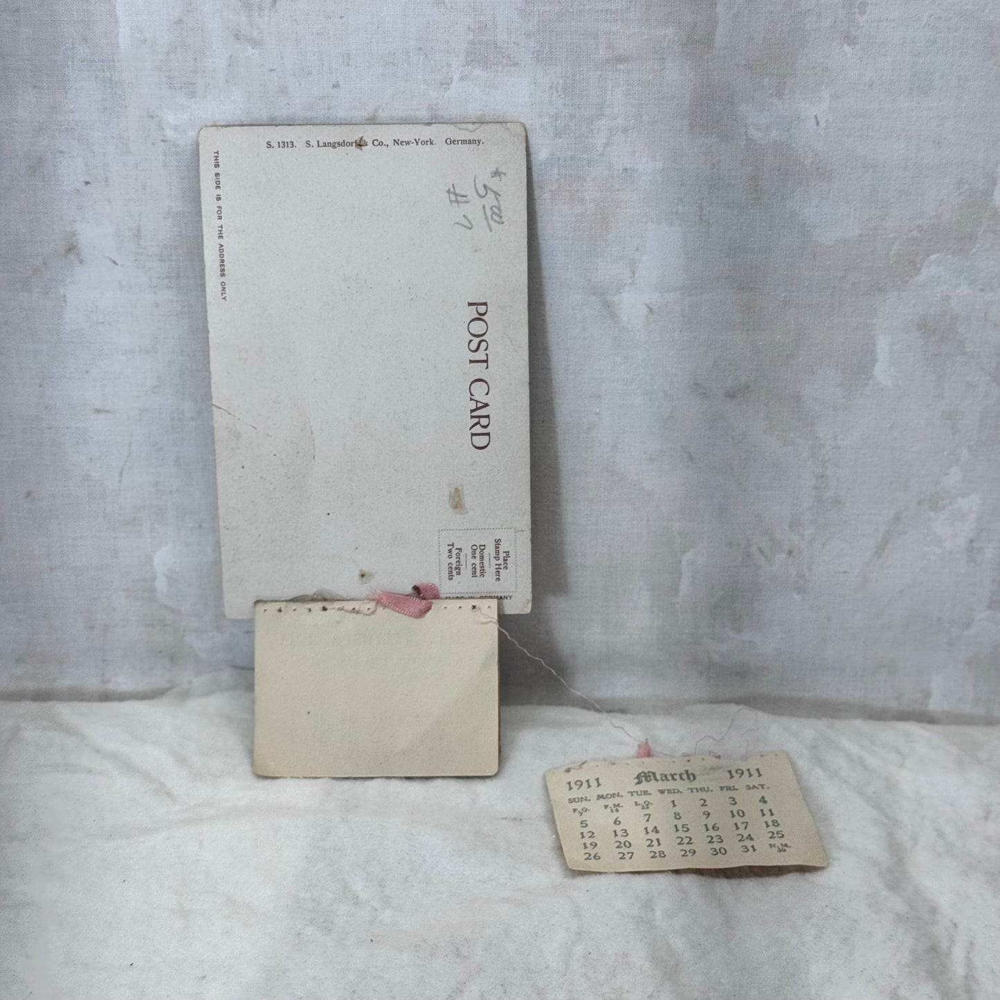 1911 Christmas Post Card with Calendar Flawed Antique #2095