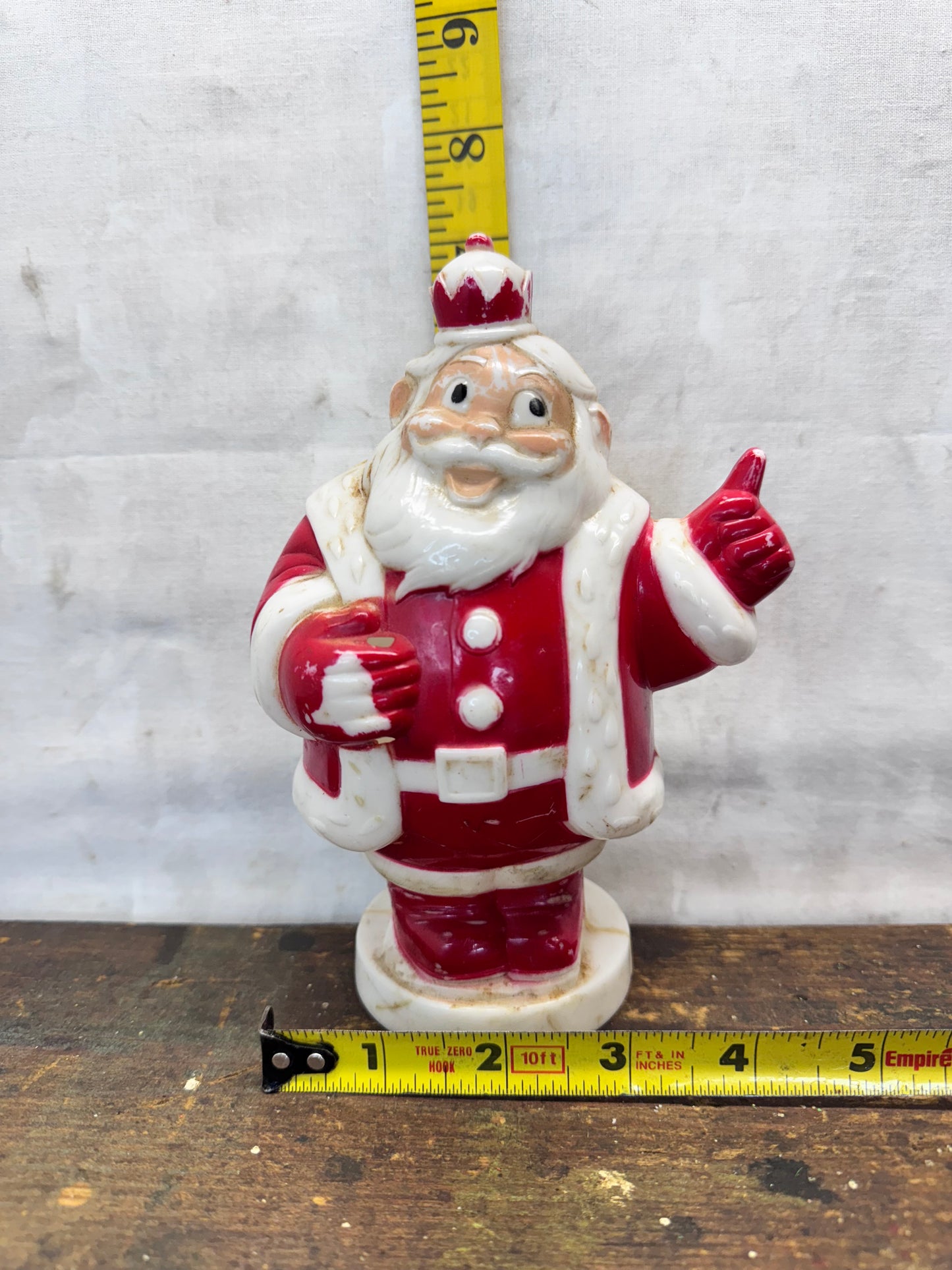 Vintage King Santa Hard Plastic Light Up Bank #1682