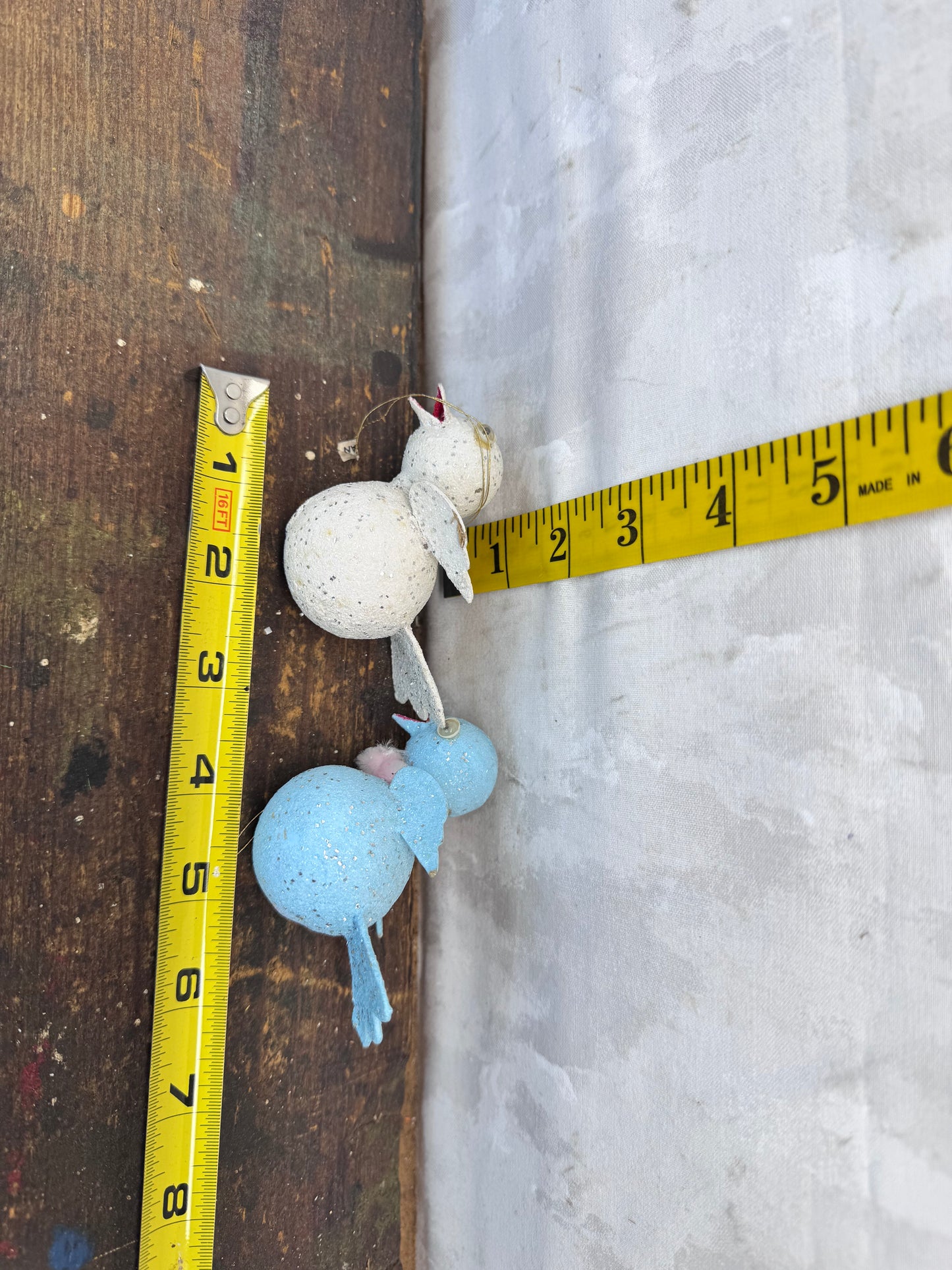 Paper Mache Ornament Birds Vintage #1635