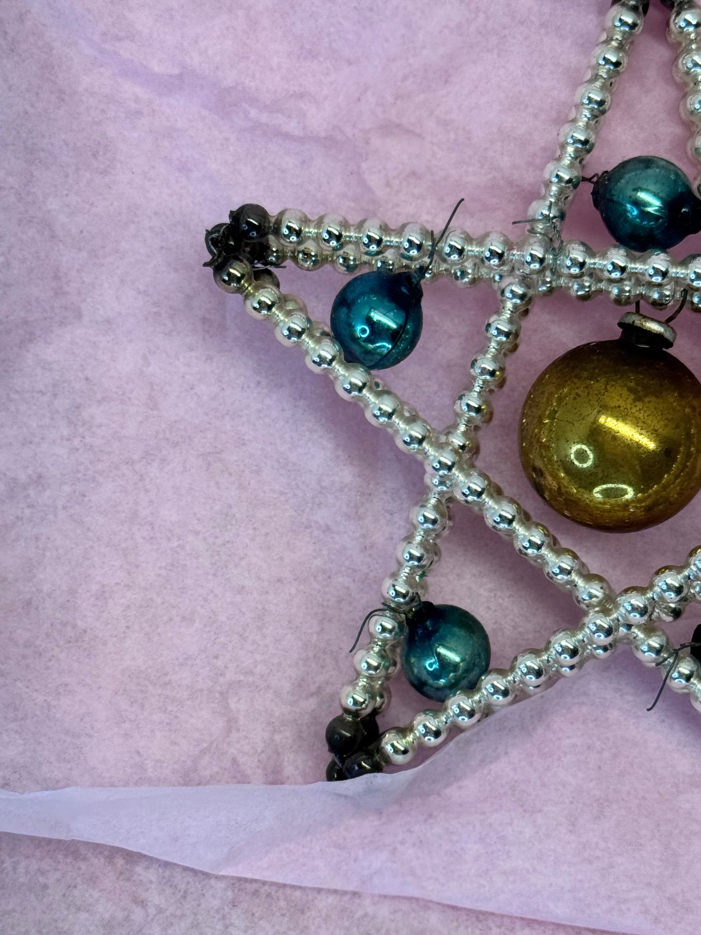 Mercury Glass Bead Victorian Ornament #1672