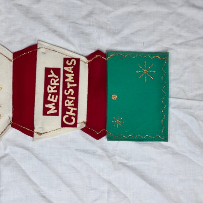 Santa Christmas Japan Fabric Card Holder Vintage #2189