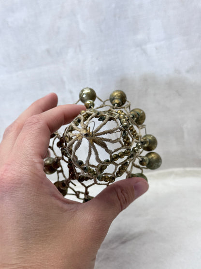 Vintage Handmade Wire Bell Shape Glass Ornament #1978