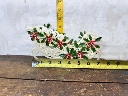 Vintage Celluloid Santa Mistletoe Sleigh #1724