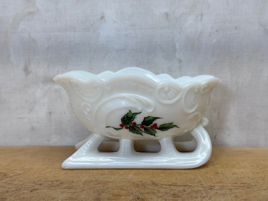 Vintage Milk Glass Westmoreland Sleigh Candy Dish #1714