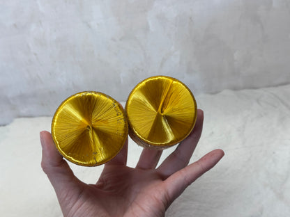 Vintage Christmas Ornaments Gold Drums Satin #1926