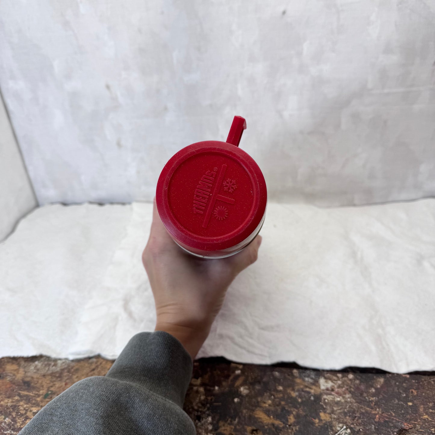 Red Black Plaid Christmas Thermos Metal Vintage #2053