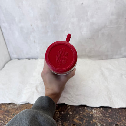 Red Black Plaid Christmas Thermos Metal Vintage #2053