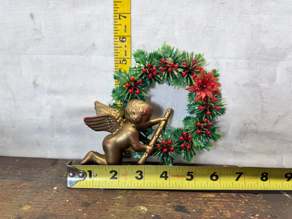 Plastic Wreath Christmas Angel Vintage #2082