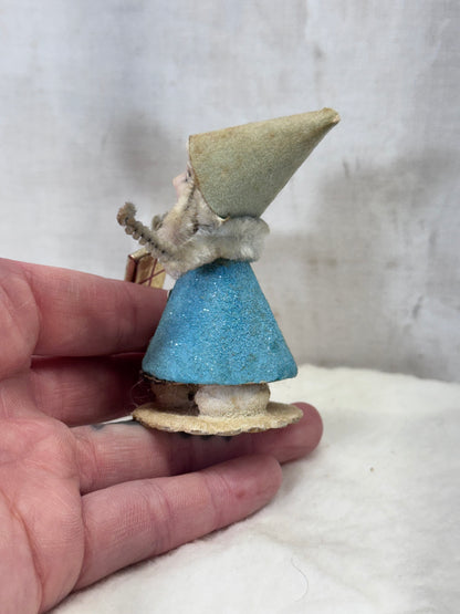 Blue Felt Christmas Elf Japan Vtg #1882