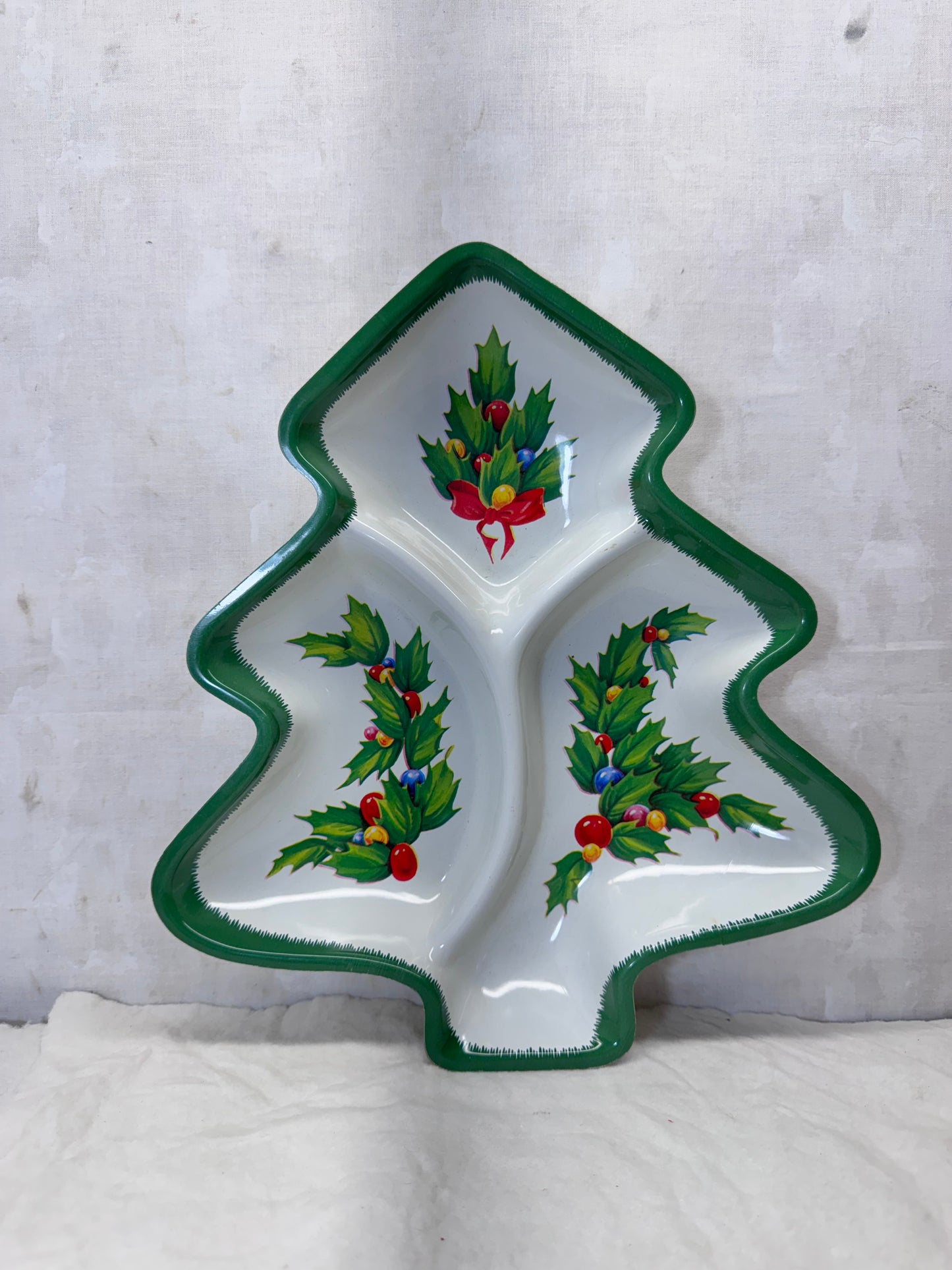 Vintage Plastic Cookie Plate Tray Christmas Tree #2072