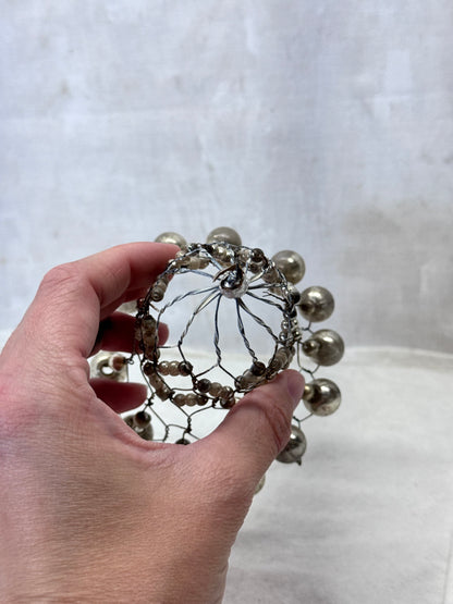 Vintage Handmade Wire Bell Shape Mini Glass Ornament #1981