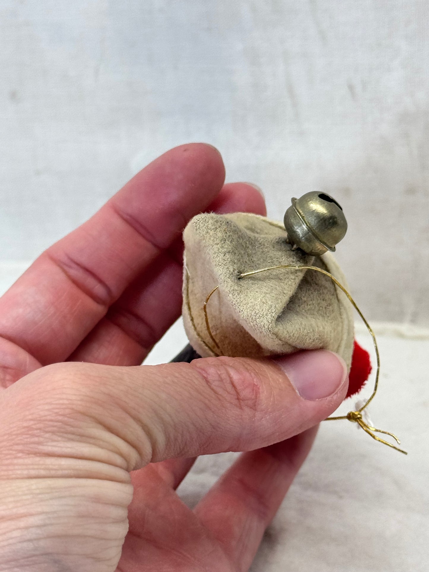 Vintage Felt Pixie Elf Head Ornament #2001