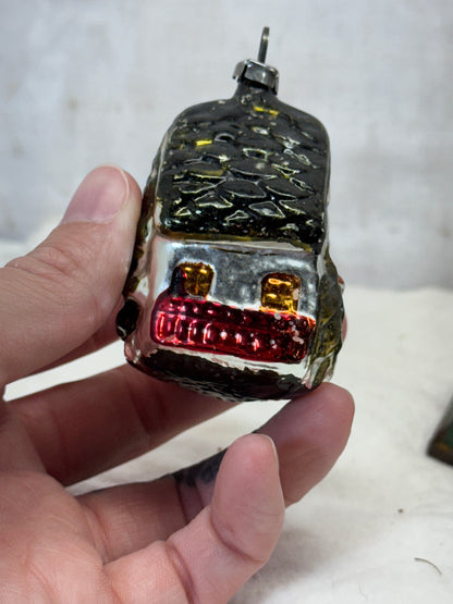 Vintage Christmas Painted House Glass Ornament #1798