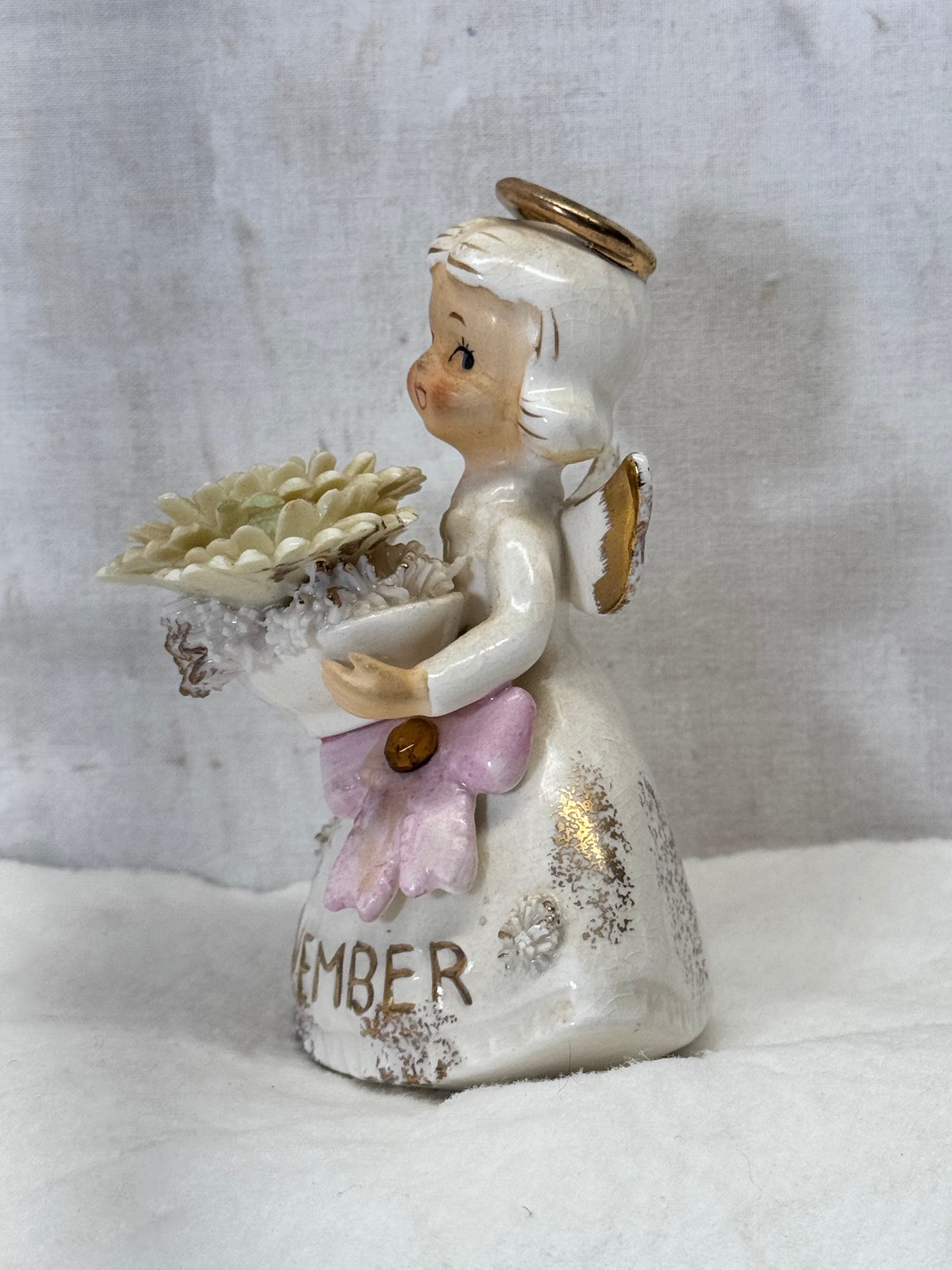 Lefton November Angel Figurine Topaz Vintage #1865