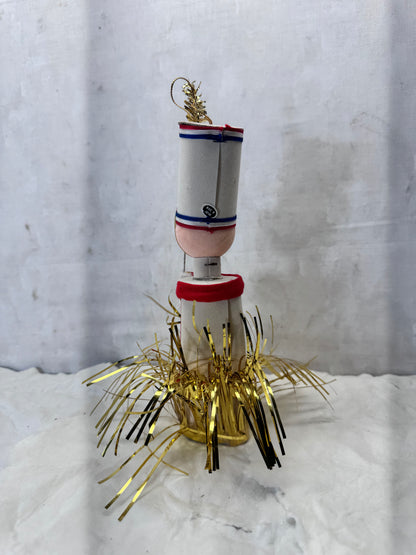 Christmas Solider Ornament Japan Tree Topper Vintage Repaired #2081