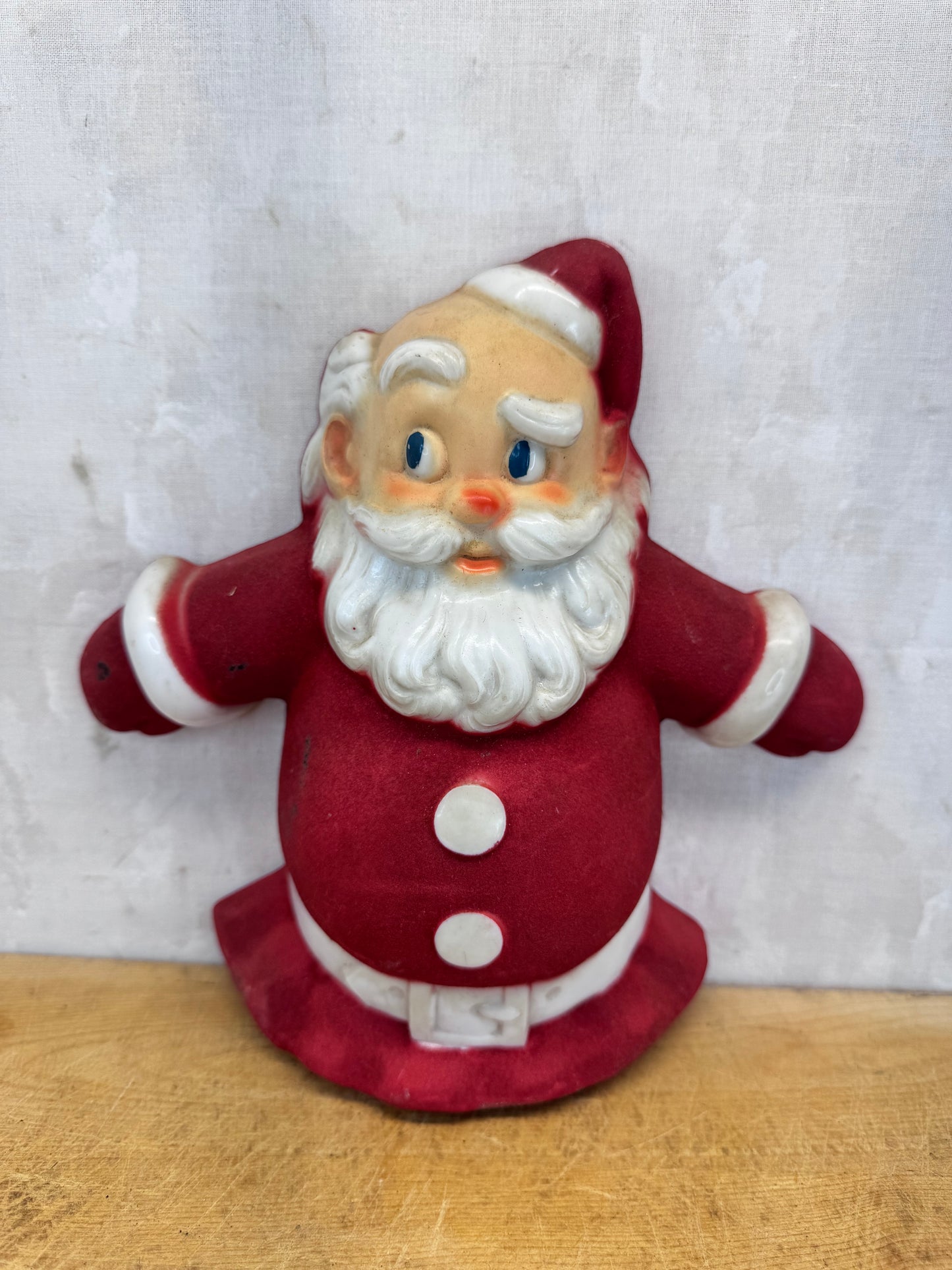Red Flocked Santa Blow Mold Vintage #1673