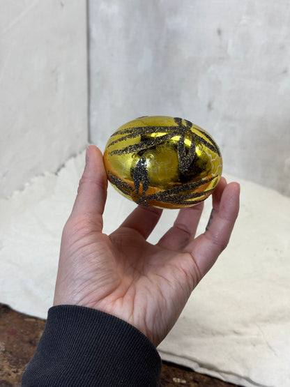 Gold Painted Vintage Christmas Ornament w/Mica #1791