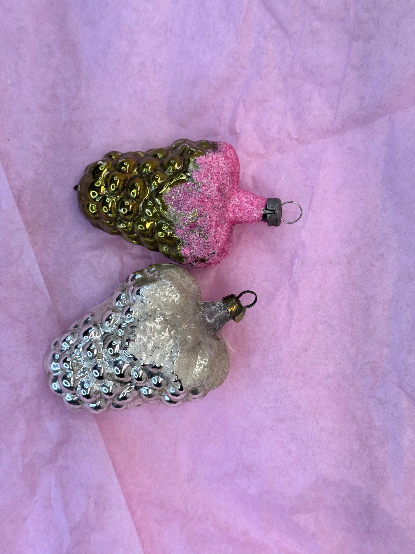 Pair of Grape Christmas Ornaments Vintage #1691