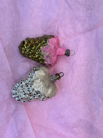 Pair of Grape Christmas Ornaments Vintage #1691
