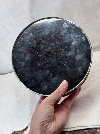 Poinsettia Christmas Tin Round Empty Vintage #1890