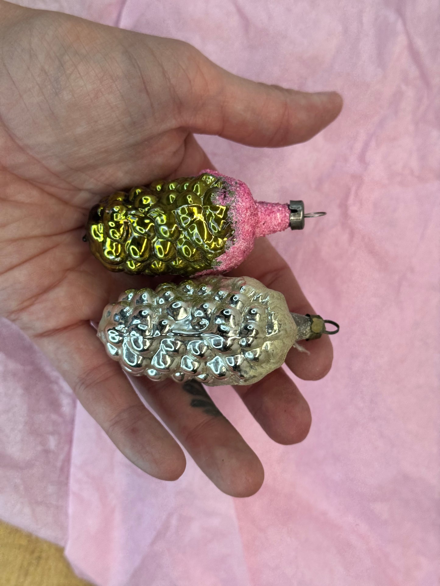 Pair of Grape Christmas Ornaments Vintage #1691