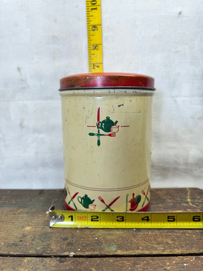 Christmas Kitchen Tin Canister Vintage #2060
