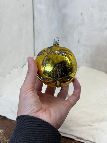 Gold Painted Vintage Christmas Ornament w/Mica #1791