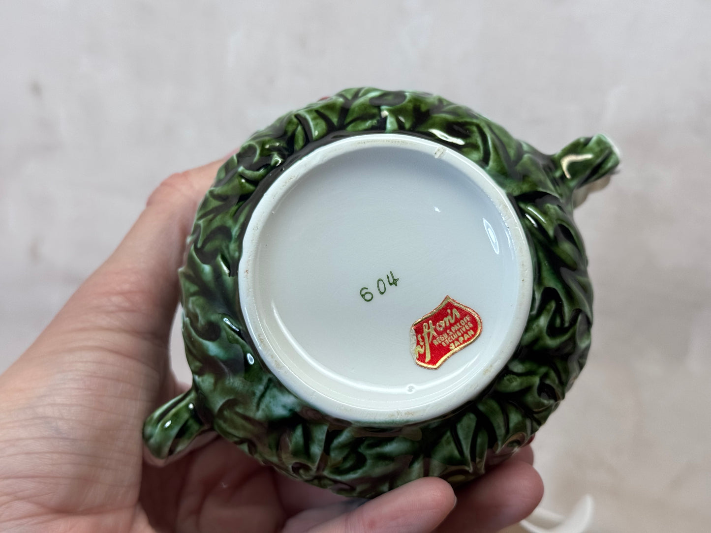 Lefton Japan Mistletoe Sugar & Creamer Set #1731