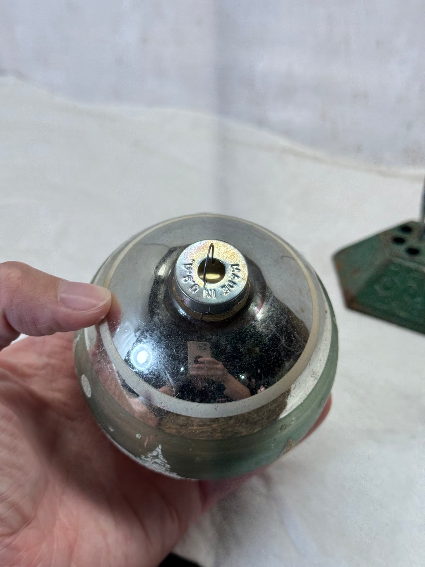 Vintage Glass Stenciled Scenic Ornament #2155