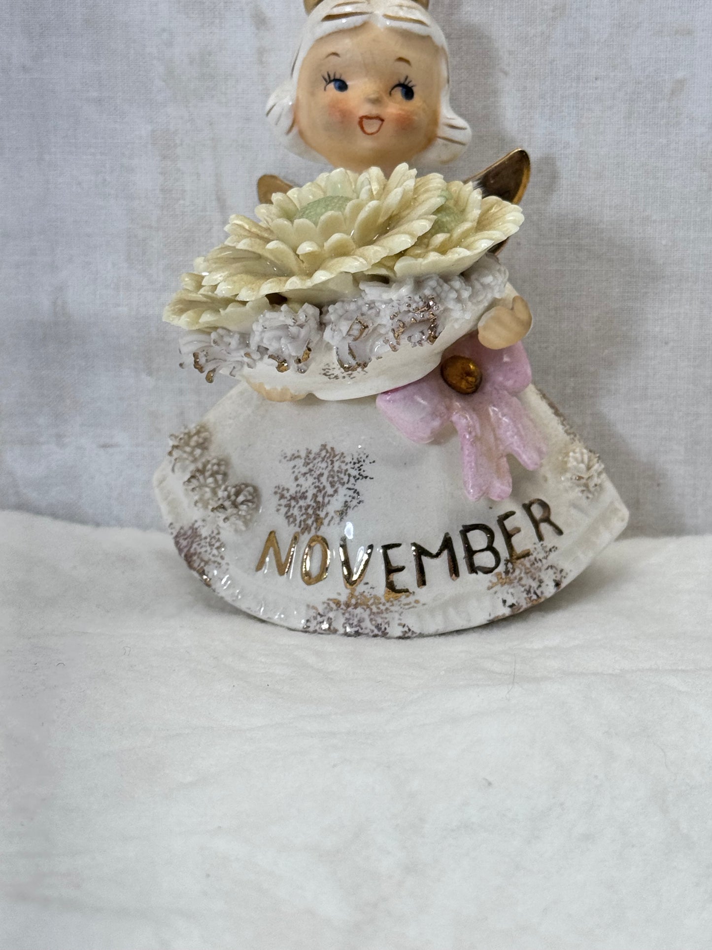 Lefton November Angel Figurine Topaz Vintage #1865