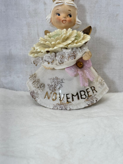 Lefton November Angel Figurine Topaz Vintage #1865