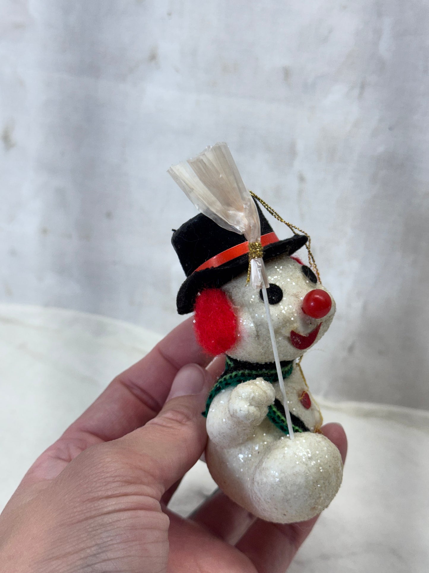 Christmas Snowman Sparkle Ornament Vintage #2007