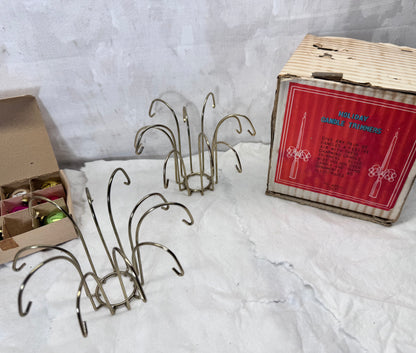 Holiday Christmas Candle Trimmers W Ornaments NOS#2142