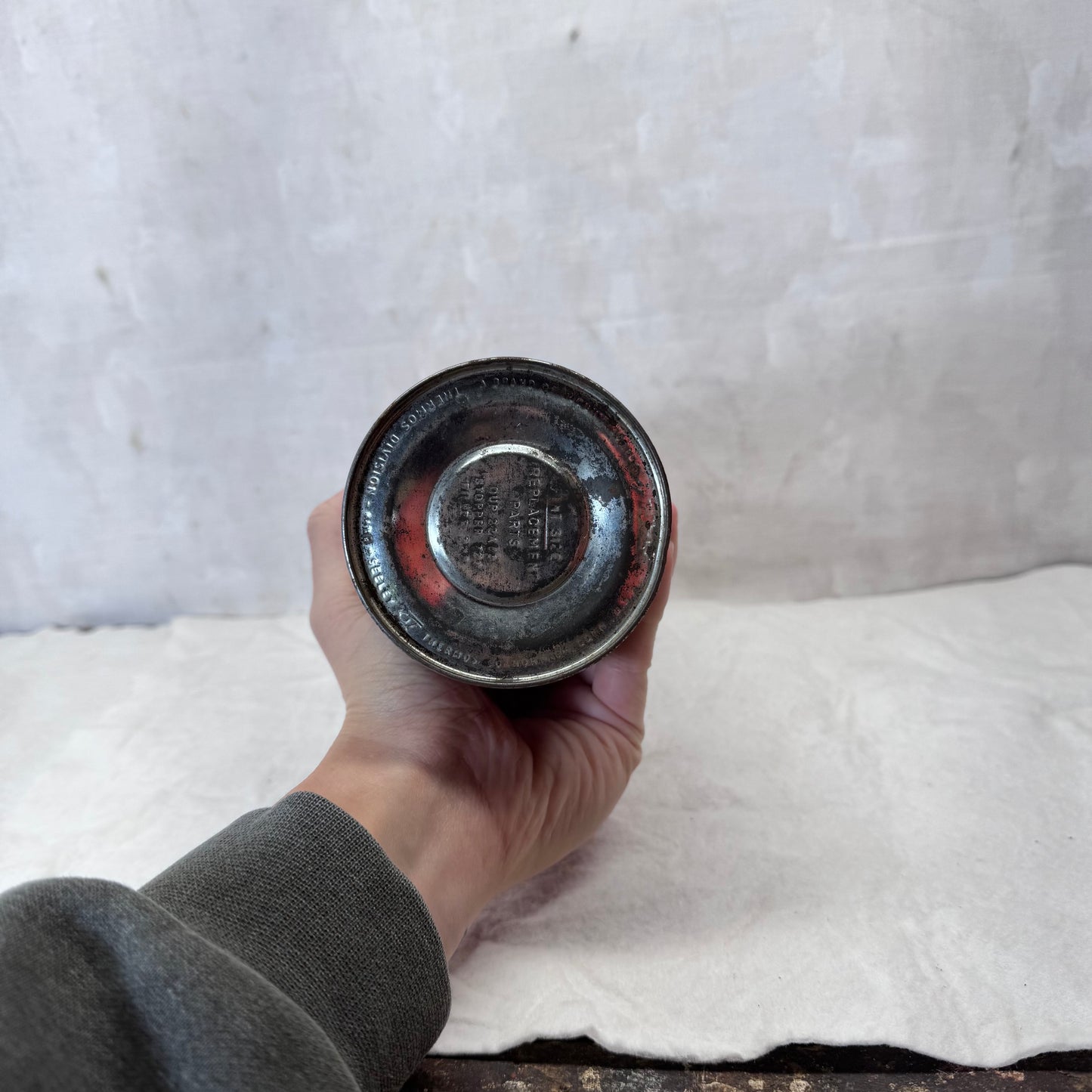 Red Black Plaid Christmas Thermos Metal Vintage #2053