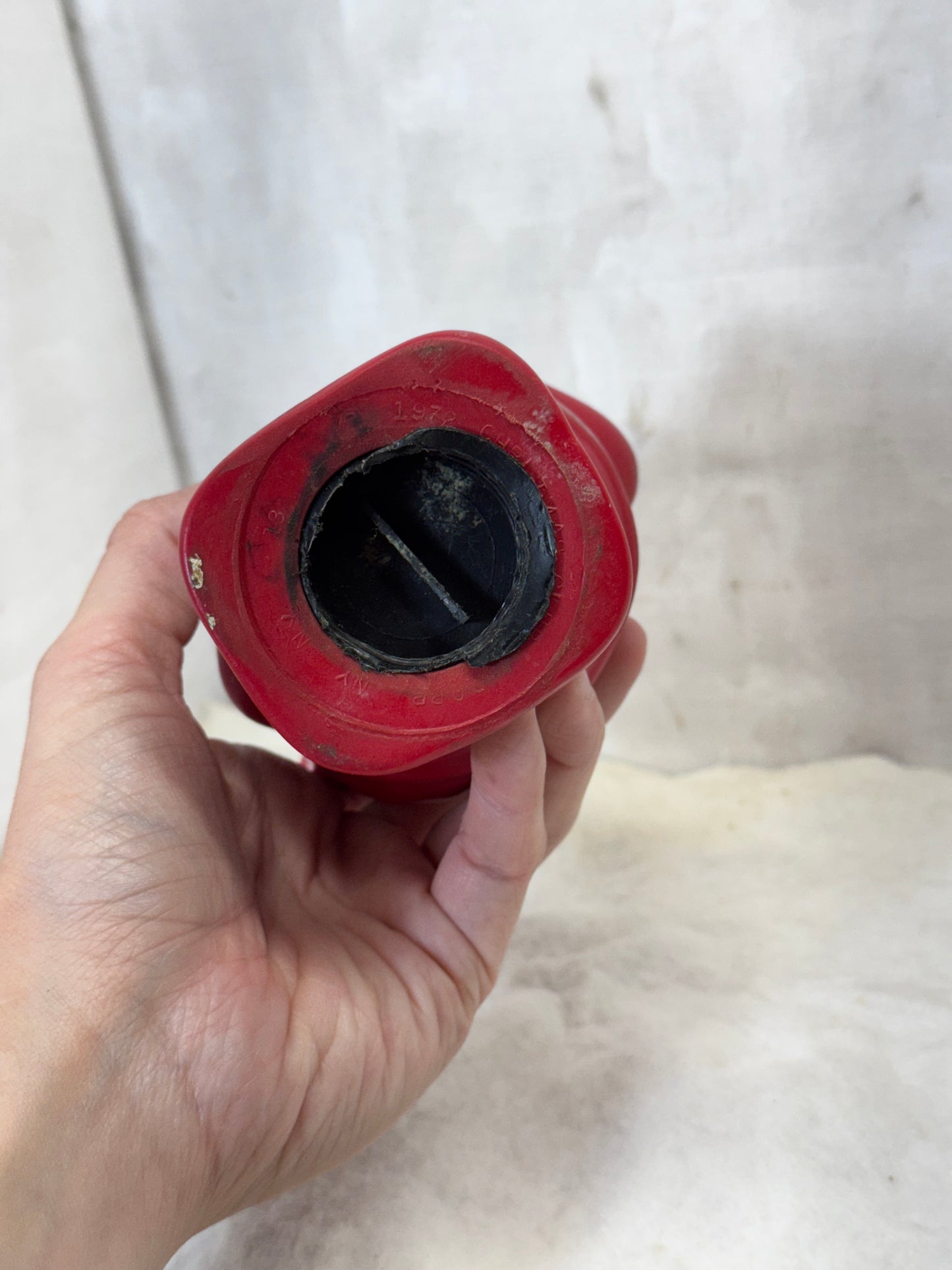 Vintage 1972 Christmas Club Santa Claus Red Rubber Plastic Coins Bank #1748