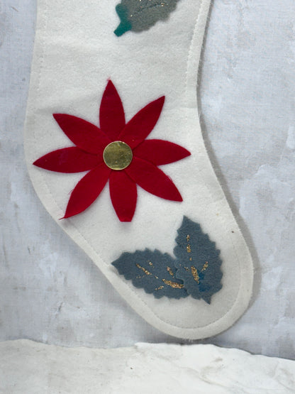 Japan White Christmas Stocking Vintage #1746