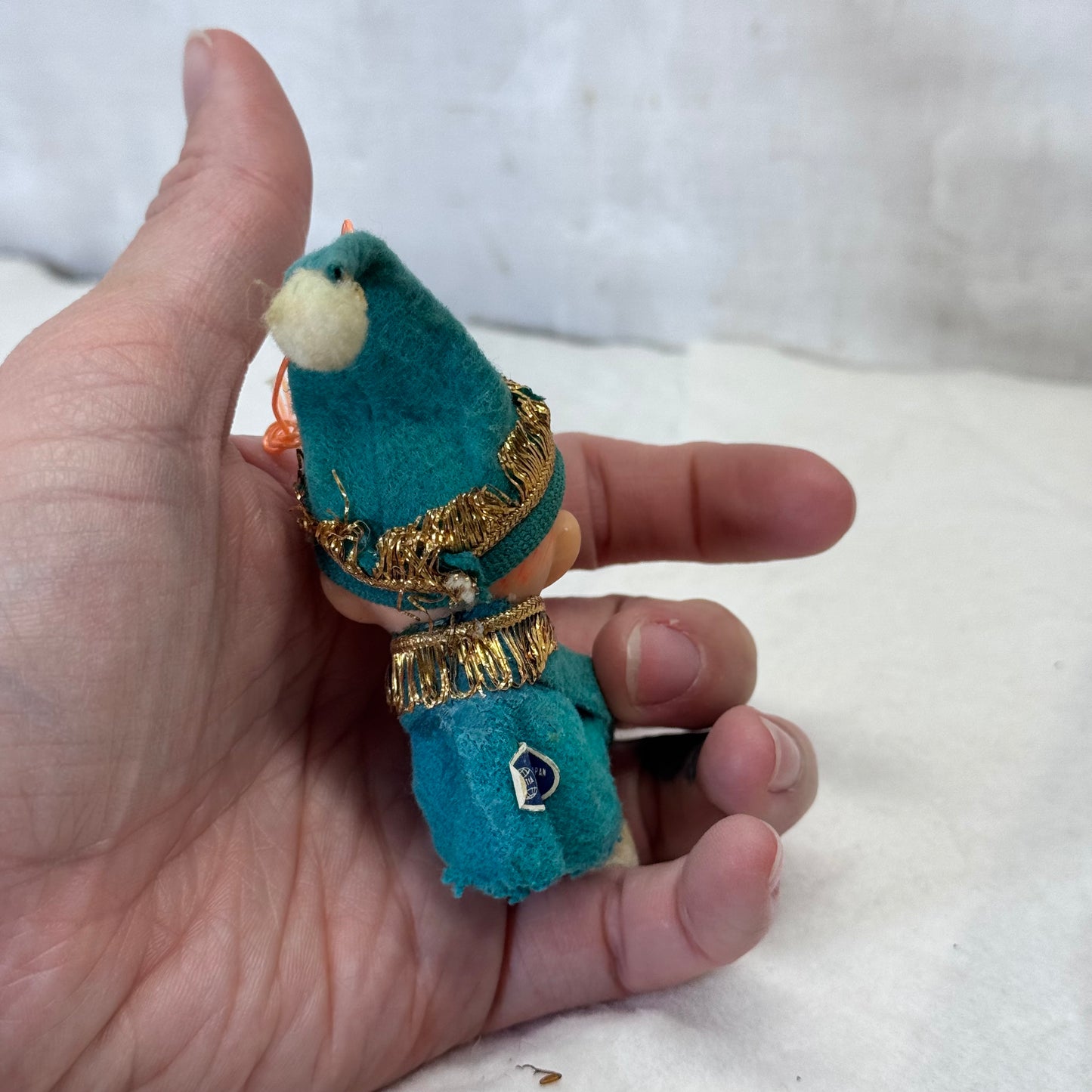 Japan Green Knee Hugger Elf Vintage Ornament #2098