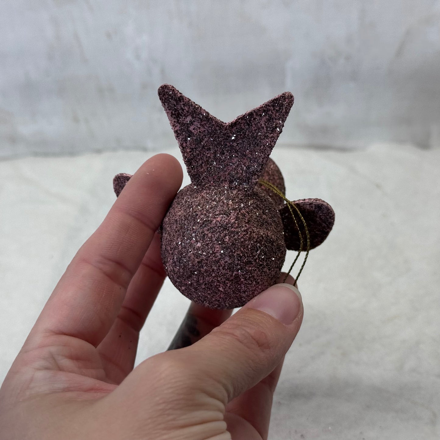 Paper Mache Pink Glitter Bird Ornament #2090
