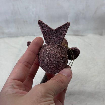 Paper Mache Pink Glitter Bird Ornament #2090
