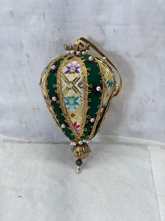 Christmas Push-Pin Tear Drop Fabric Ornament Vintage #2206