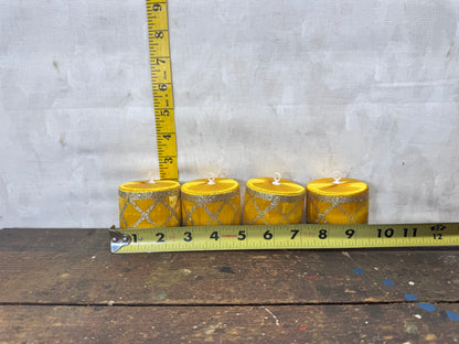 Vintage Christmas Ornaments Gold Drums Satin #1926