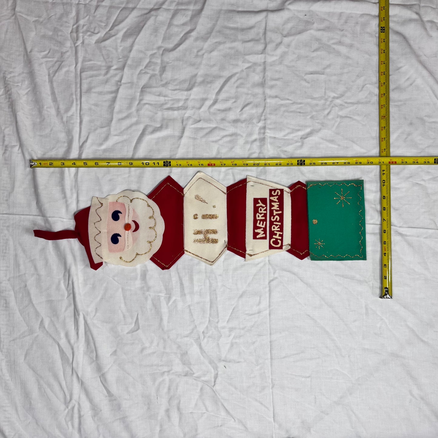 Santa Christmas Japan Fabric Card Holder Vintage #2189