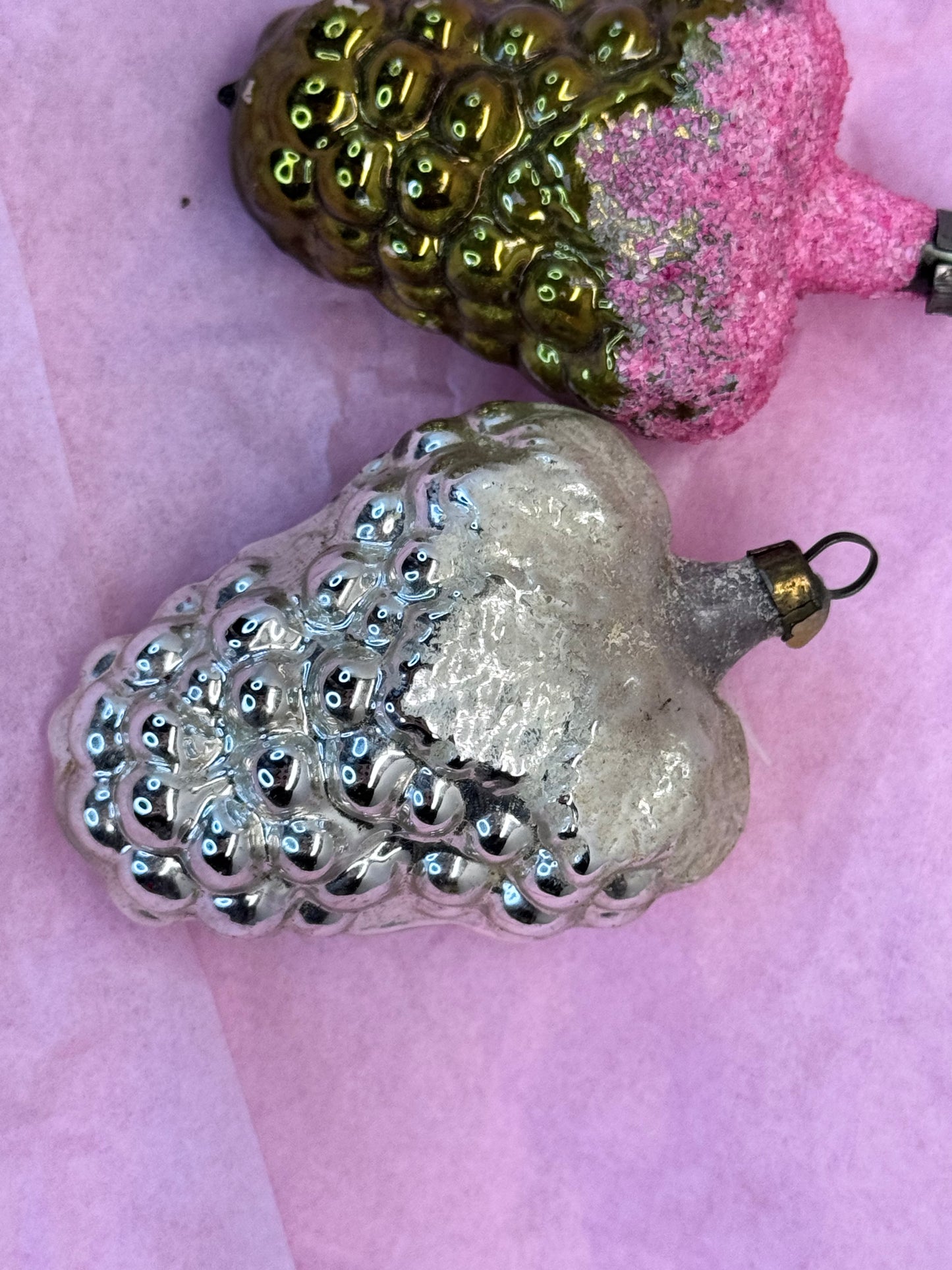 Pair of Grape Christmas Ornaments Vintage #1691