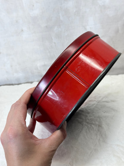 Santa’s Sleigh Christmas Tin Round Empty Vintage #1889