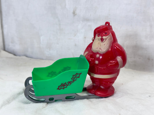Santa Sleigh Hard Plastic Candy Holder Ornament #1749