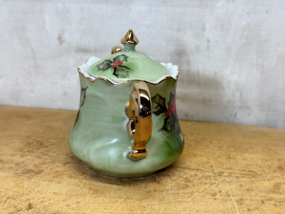 Lefton China Poinsettia Sugar Dish Vintage #1732
