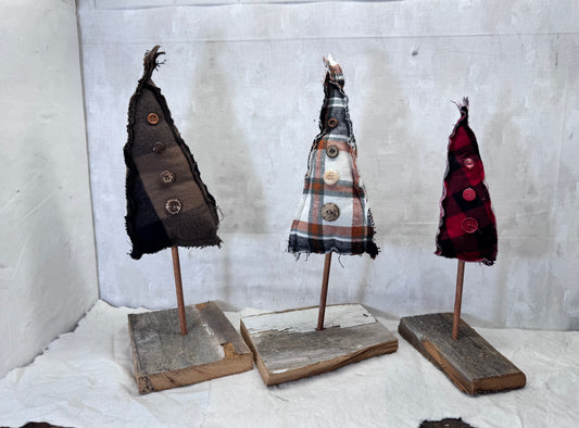 Hand Crafted Christmas Trees set of 3 #1925