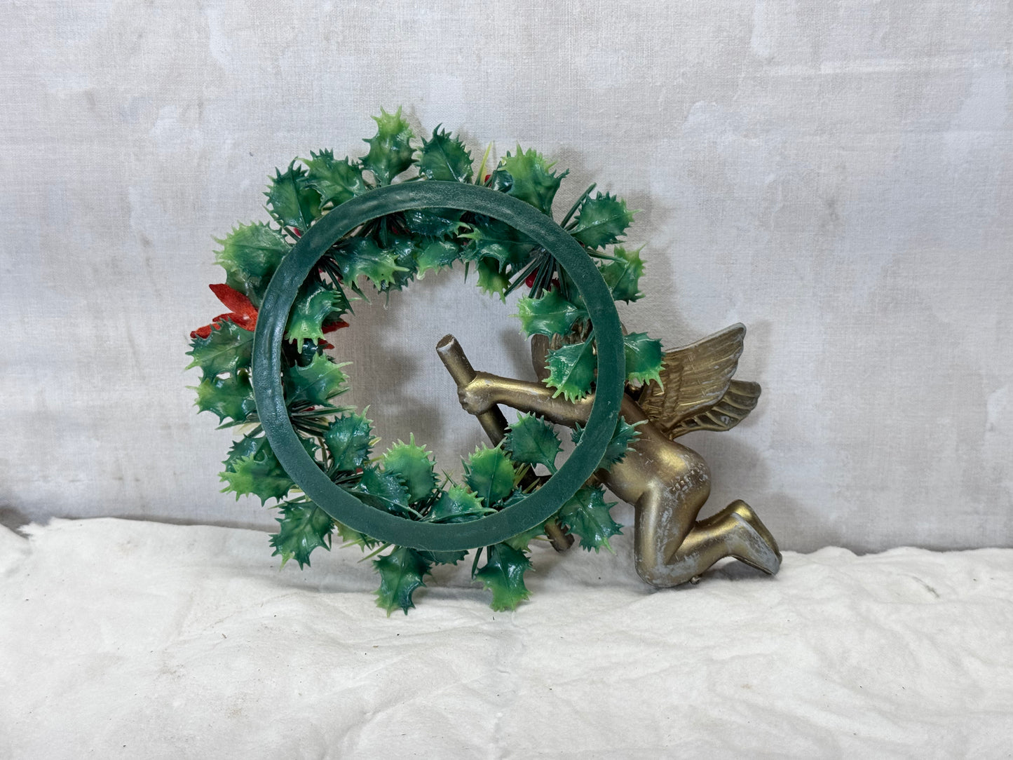 Plastic Wreath Christmas Angel Vintage#2083