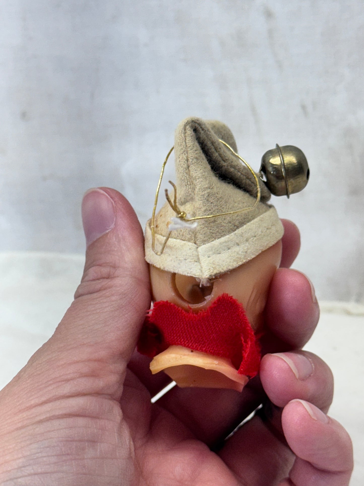 Vintage Felt Pixie Elf Head Ornament #2001